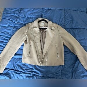 JOHN+JENN Women's Size XL Fauxx Suede Moto Jacket Zip Up Camel/Tan